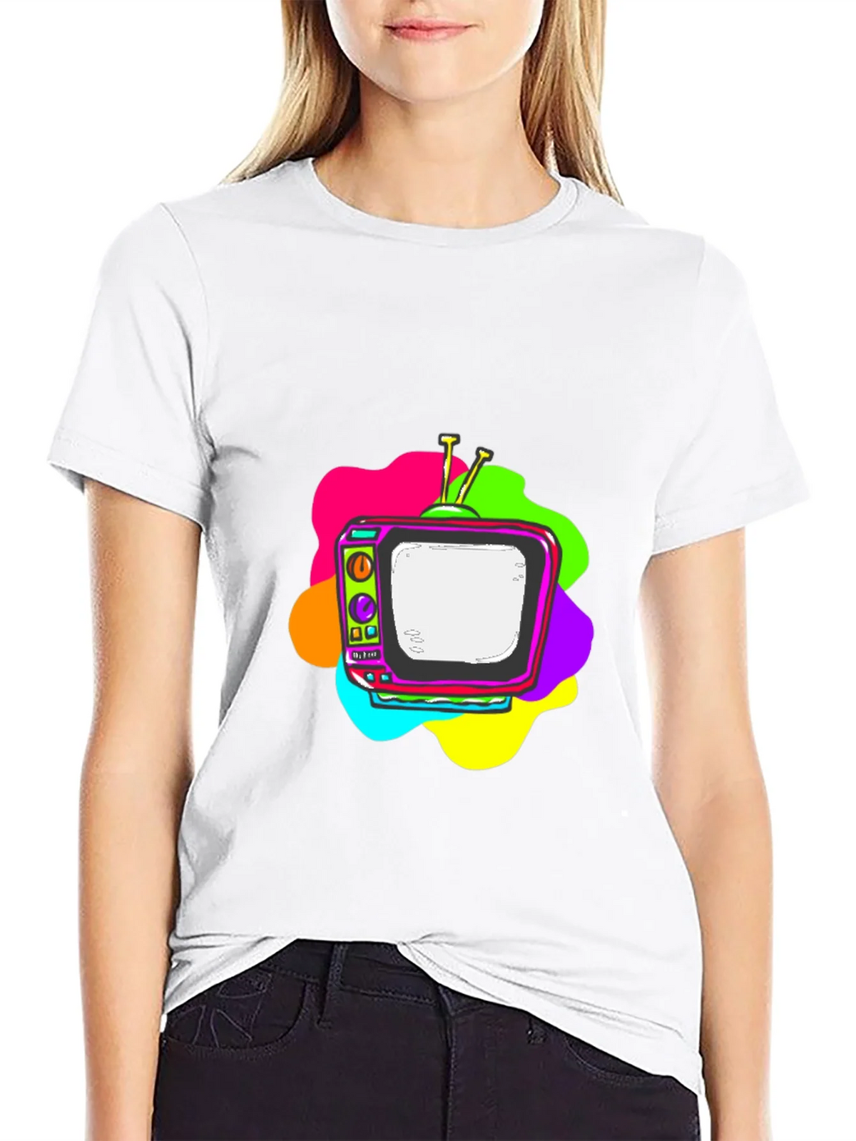 Retro TV Graphic Tee - Black Short Sleeve T-Shirt product image 11