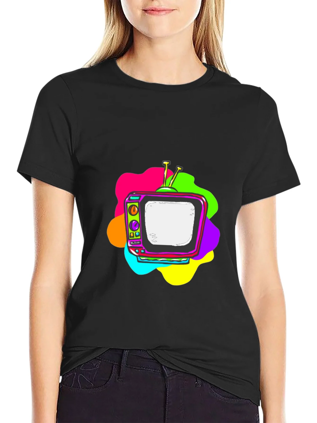 Retro TV Graphic Tee - Black Short Sleeve T-Shirt product image 5