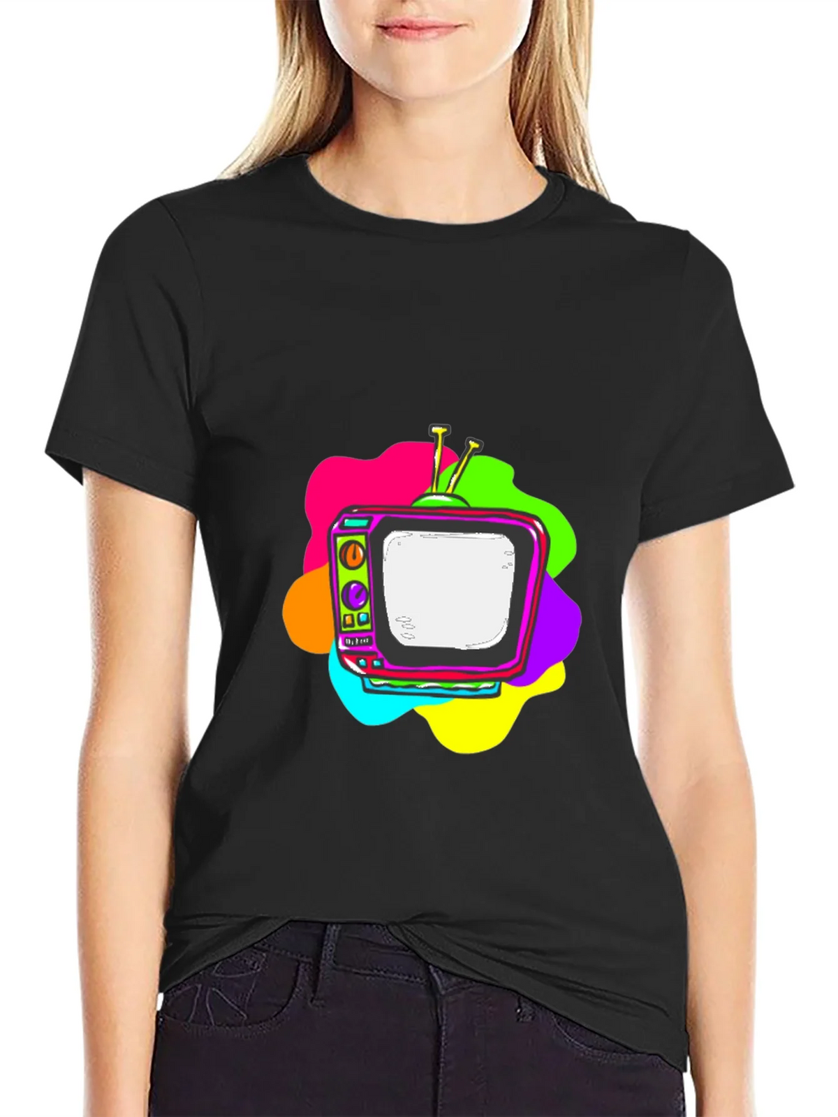 Retro TV Graphic Tee - Black Short Sleeve T-Shirt product image 5