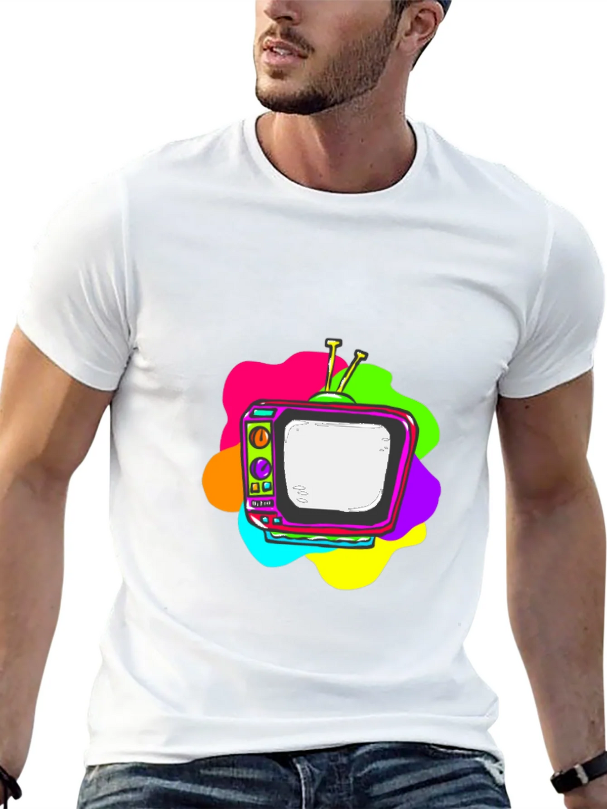 Retro TV Graphic Tee - Black Short Sleeve T-Shirt product image 4