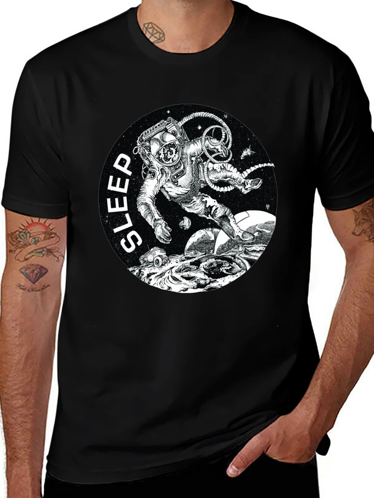 Sleep Astronaut Black T-Shirt product image 1