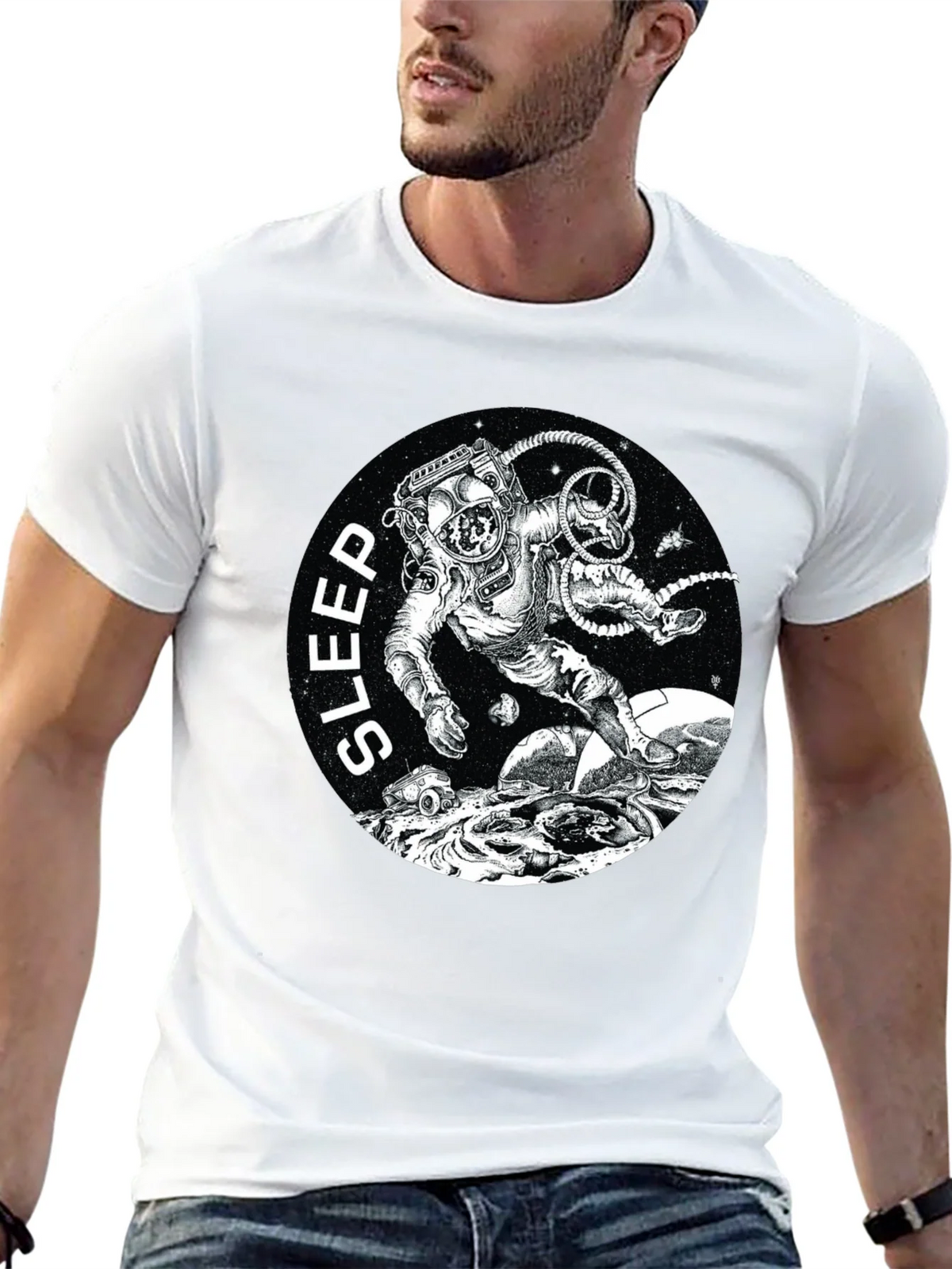 Sleep Astronaut Black T-Shirt product image 4