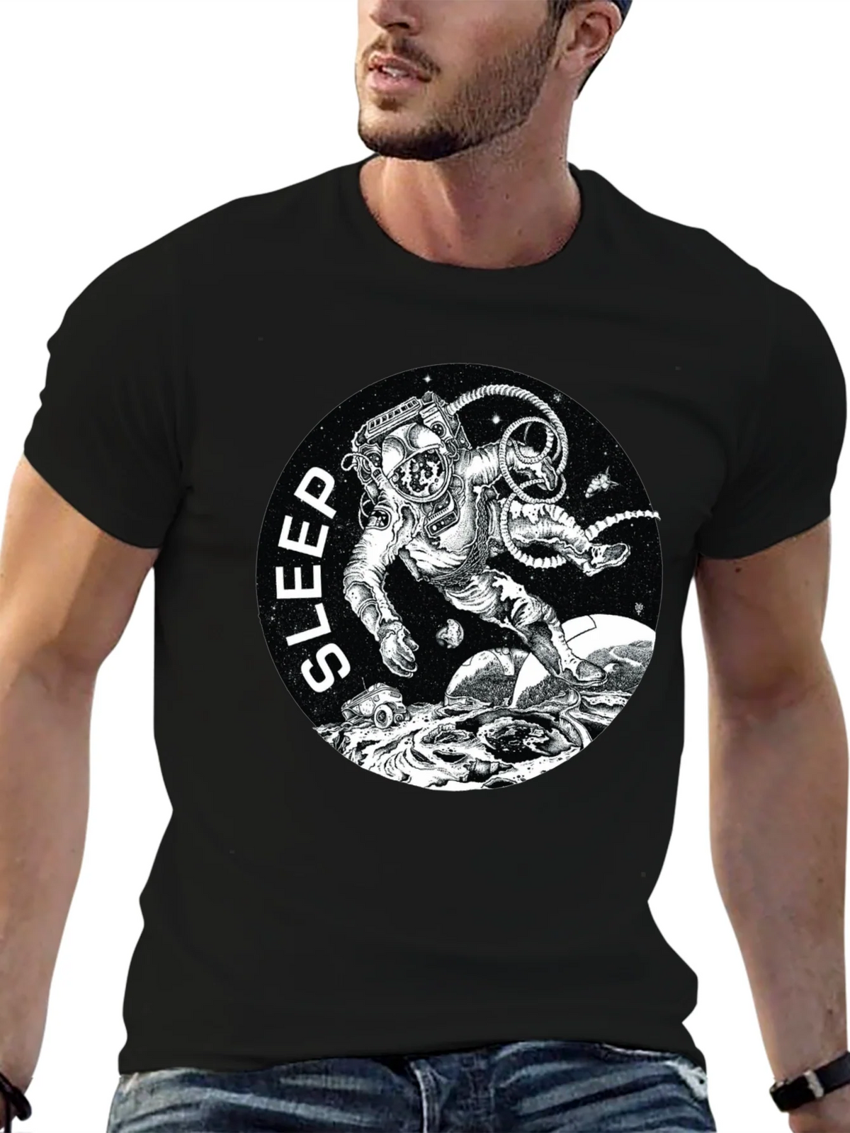 Sleep Astronaut Black T-Shirt product image 9