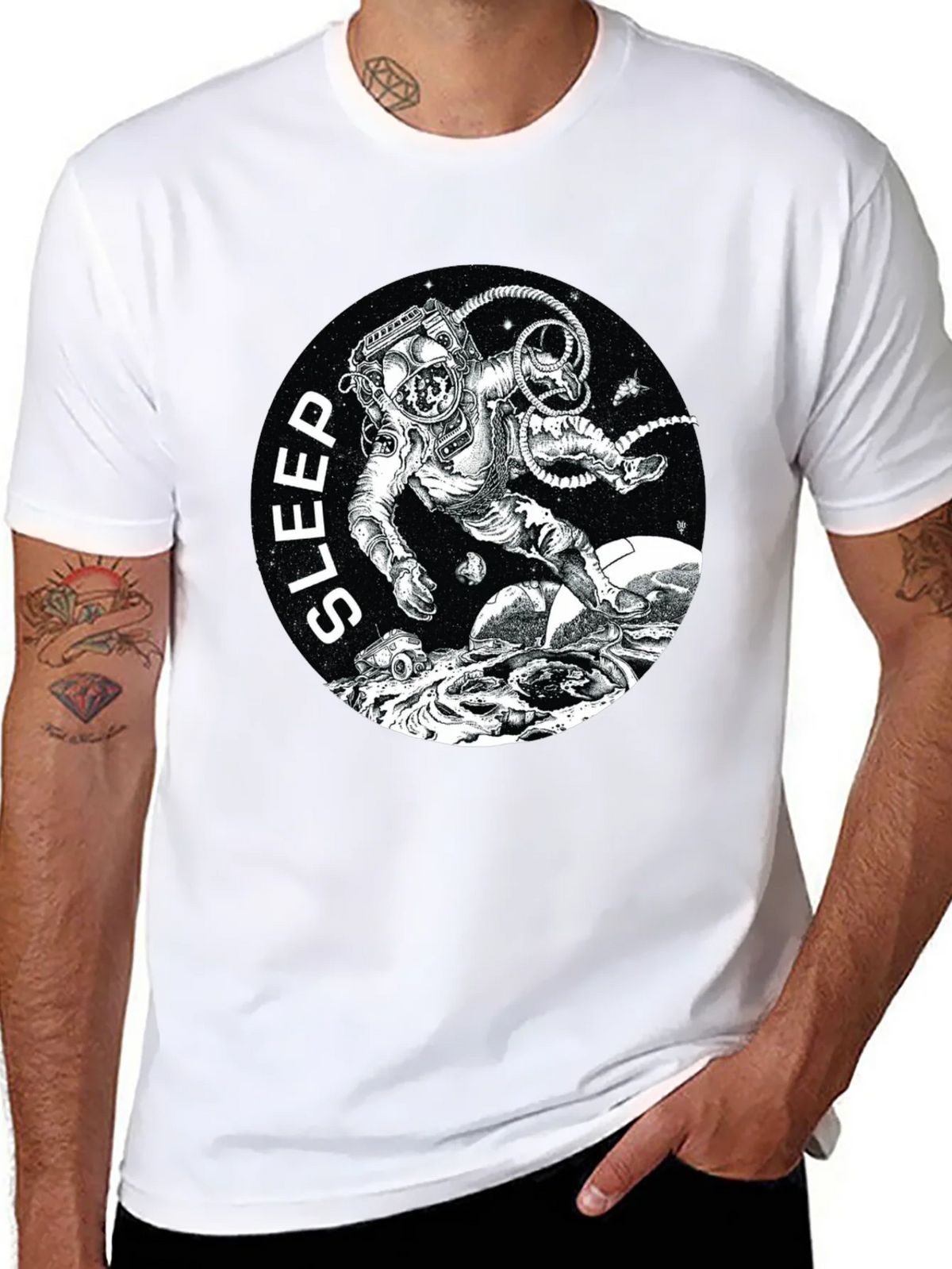 Sleep Astronaut Black T-Shirt product image 10