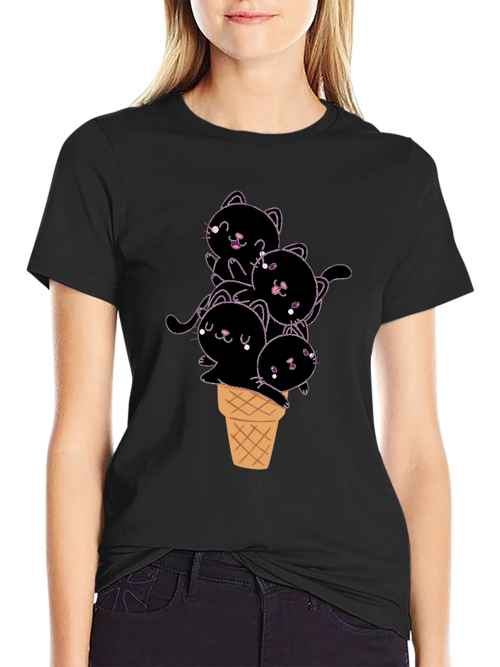 Kitten Ice Cream Cone Graphic Tee product image 5