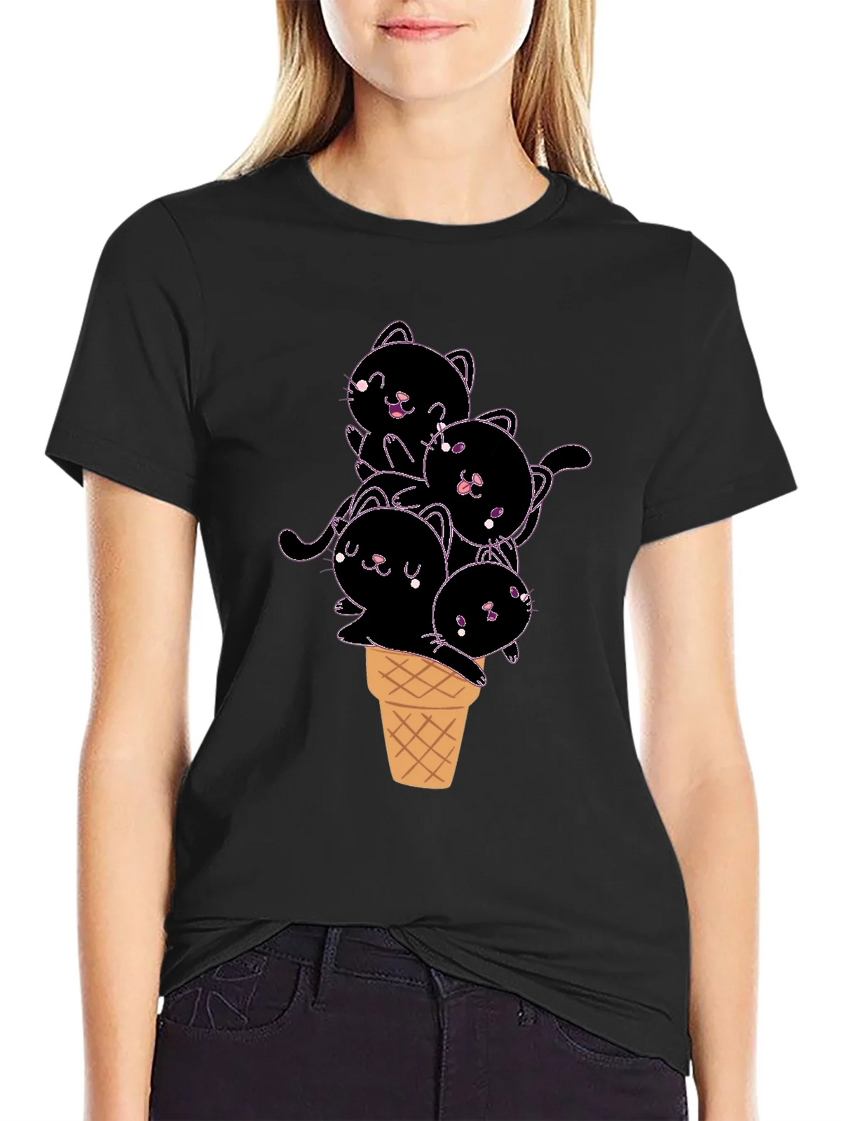 Kitten Ice Cream Cone Graphic Tee product image 5