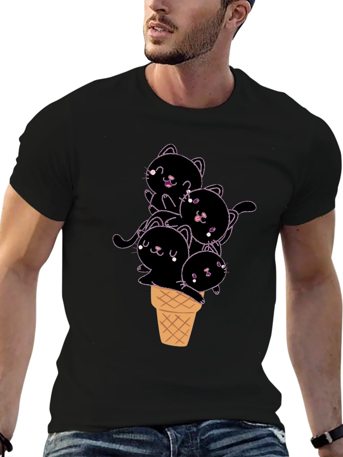 Kitten Ice Cream Cone Graphic Tee product image 9