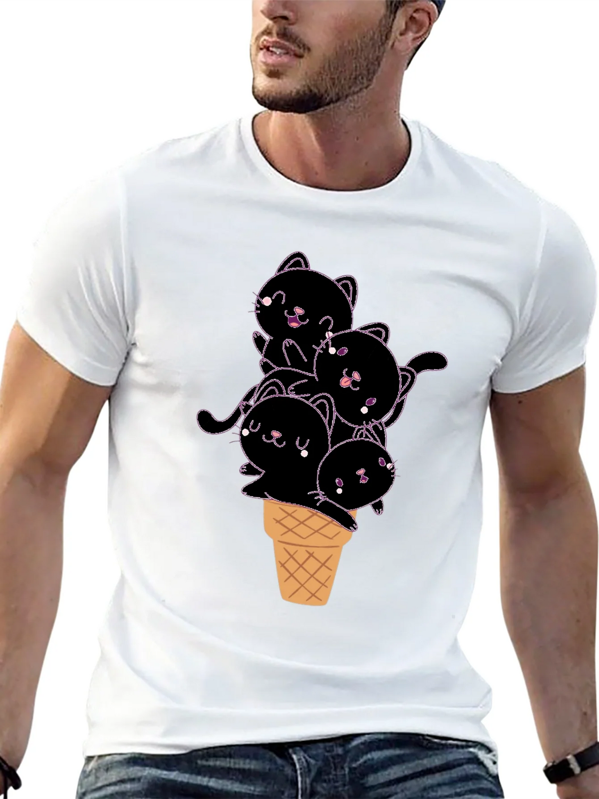 Kitten Ice Cream Cone Graphic Tee product image 4