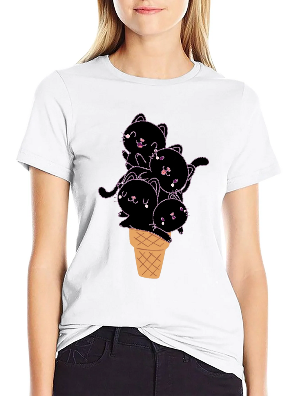 Kitten Ice Cream Cone Graphic Tee product image 11