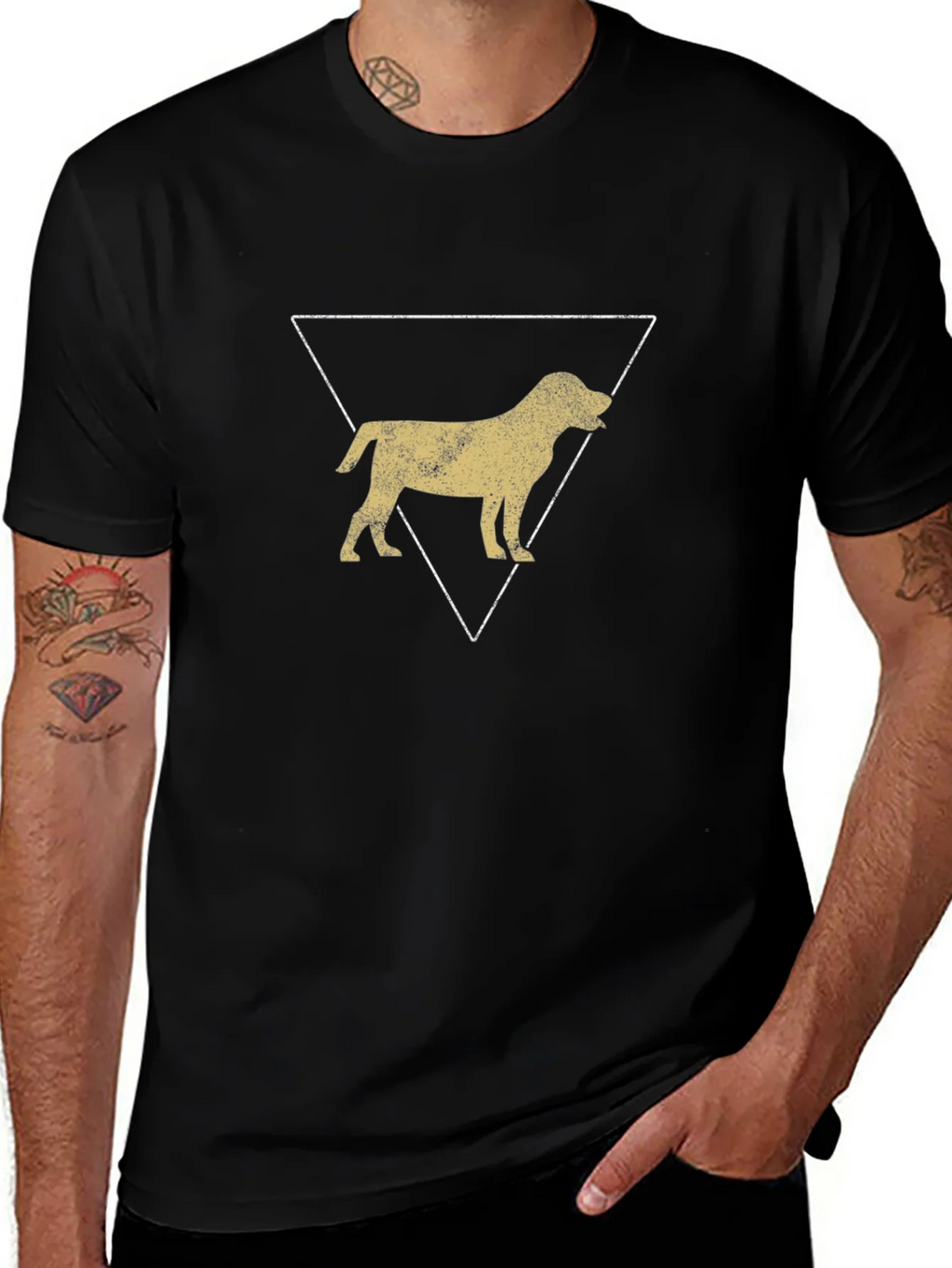 Dog Silhouette Triangle Graphic Tee - Black product image 1