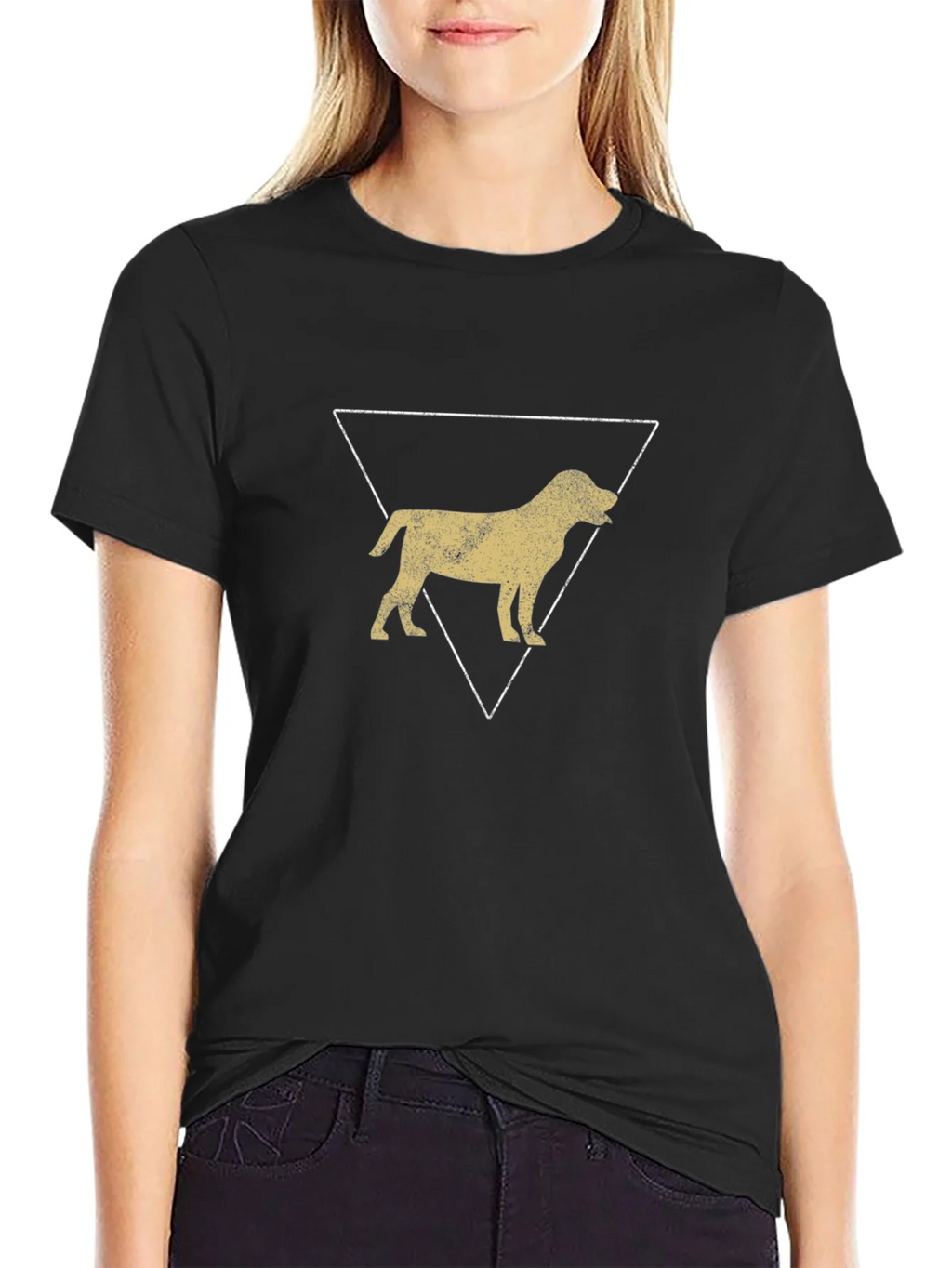 Dog Silhouette Triangle Graphic Tee - Black product image 5