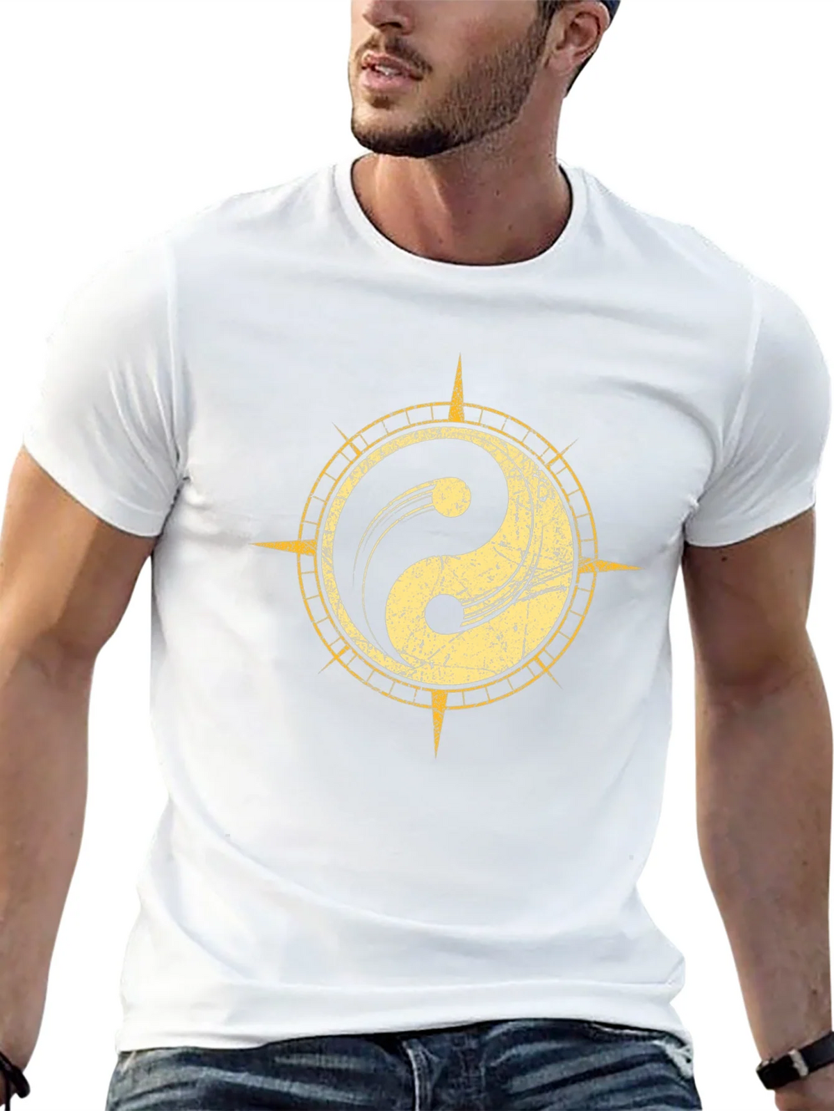 Yin Yang Compass Graphic Tee - Black product image 4