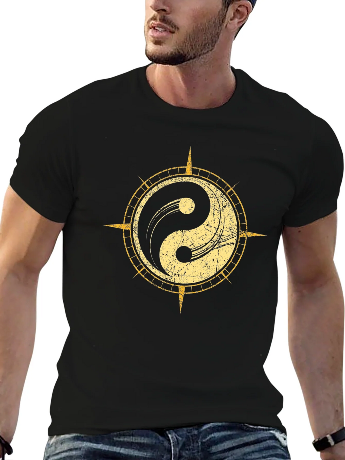 Yin Yang Compass Graphic Tee - Black product image 9