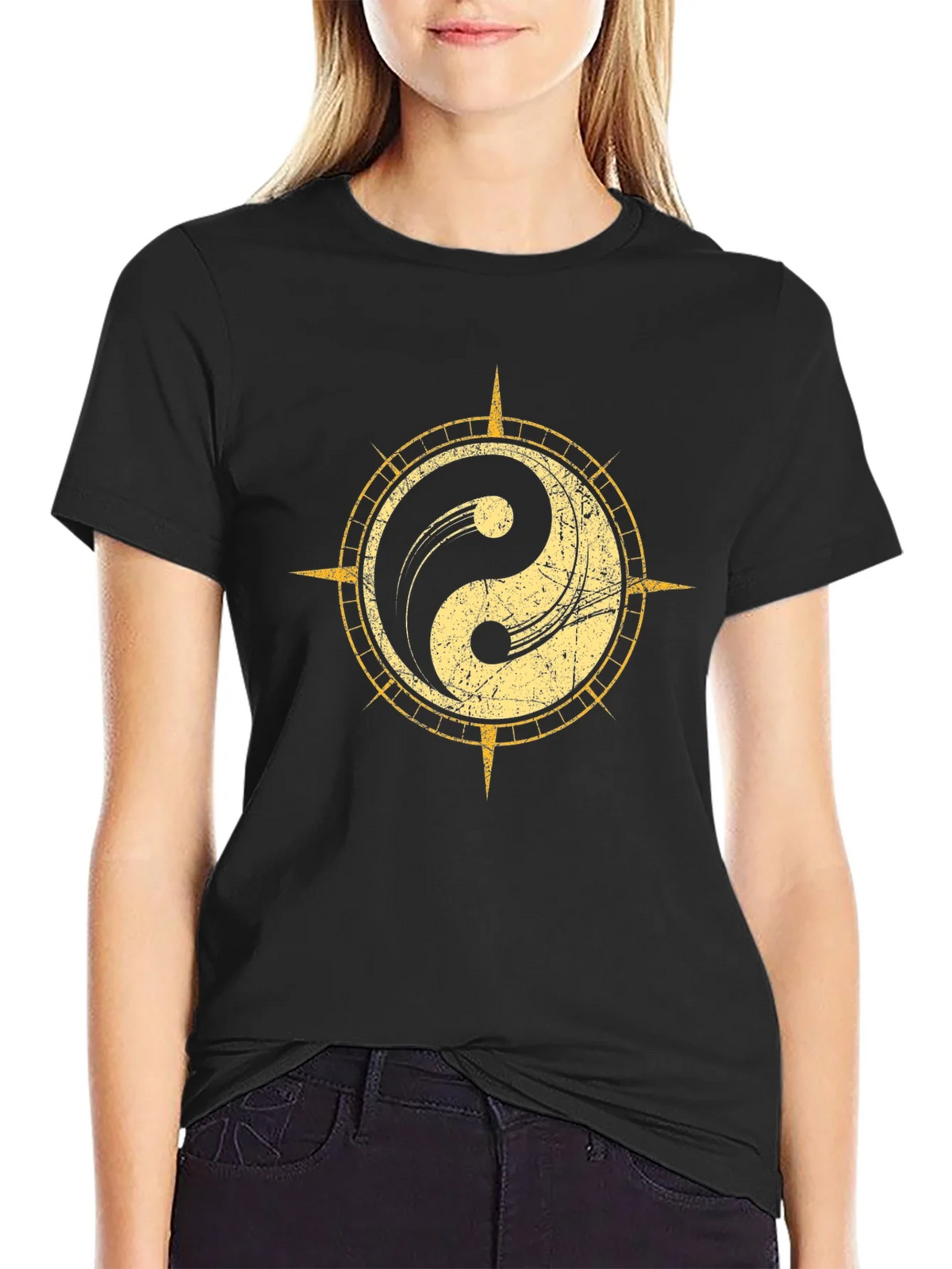 Yin Yang Compass Graphic Tee - Black product image 5
