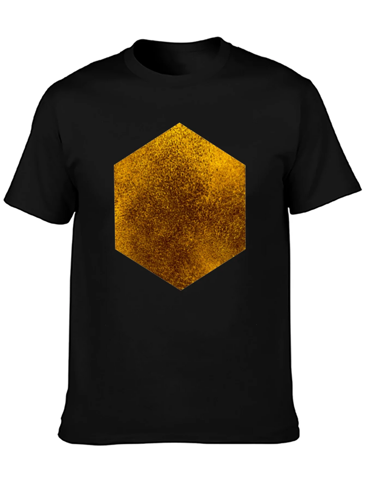 Textured Hexagon Graphic Tee - Black Cotton Casual product image 6