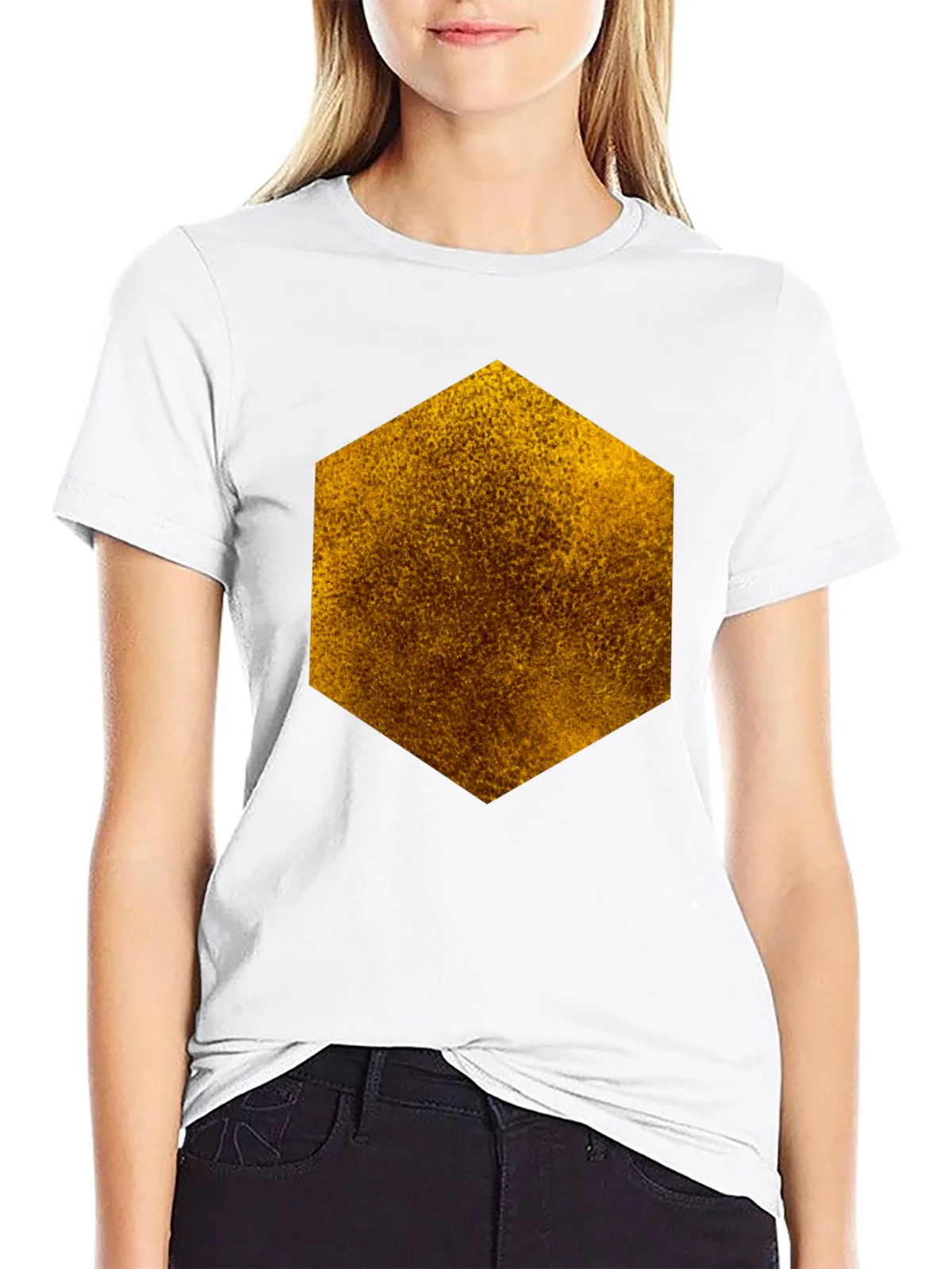 Textured Hexagon Graphic Tee - Black Cotton Casual product image 11