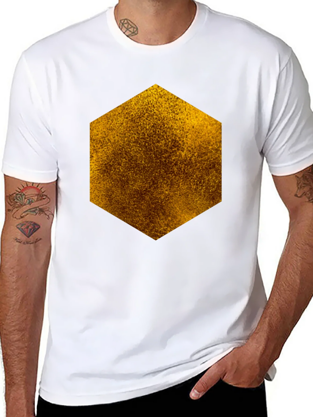 Textured Hexagon Graphic Tee - Black Cotton Casual product image 10