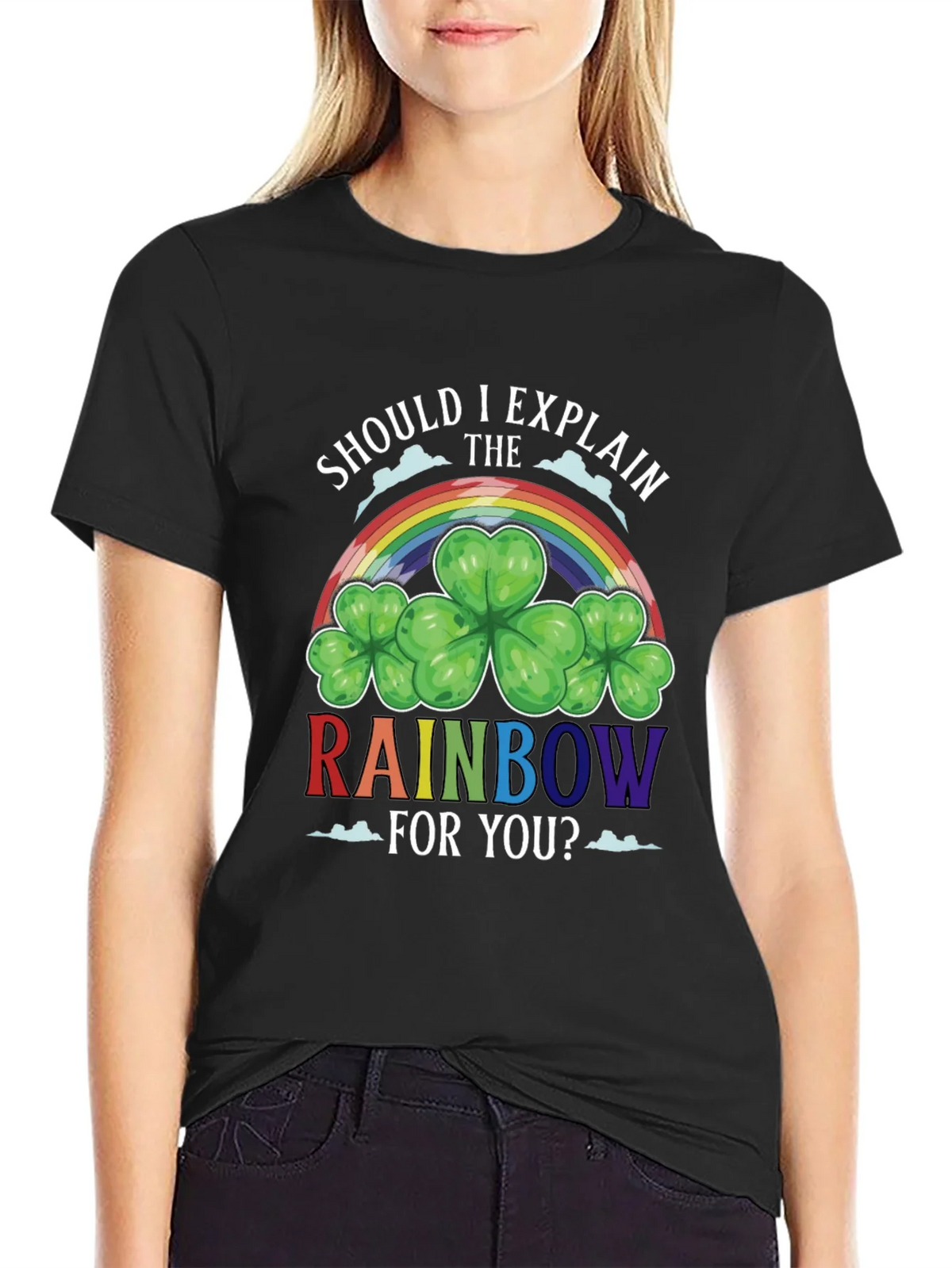 St. Patricks Day Rainbow Shamrock Tee product image 5