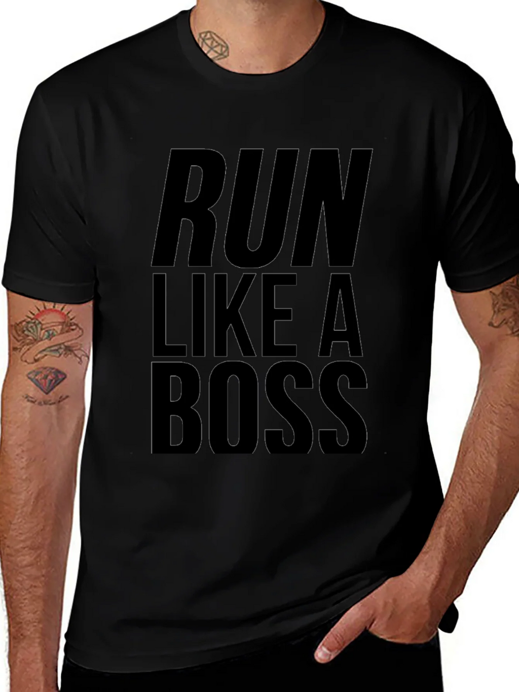 Run Like A Boss Black Tee product image 1