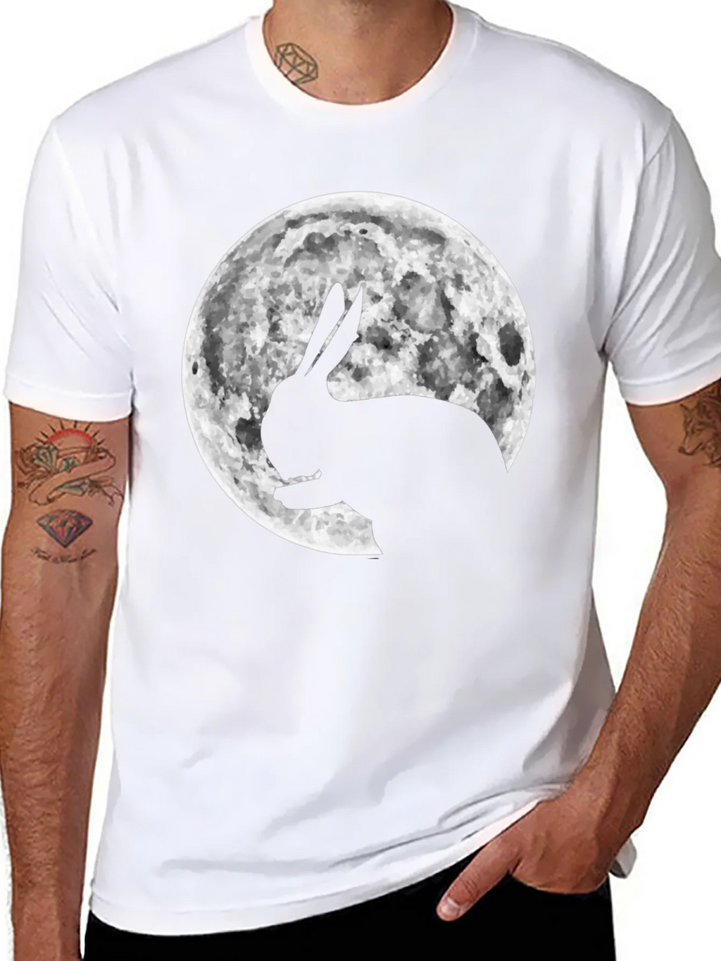 Rabbit Moon Graphic Tee - Black Cotton Blend product image 10