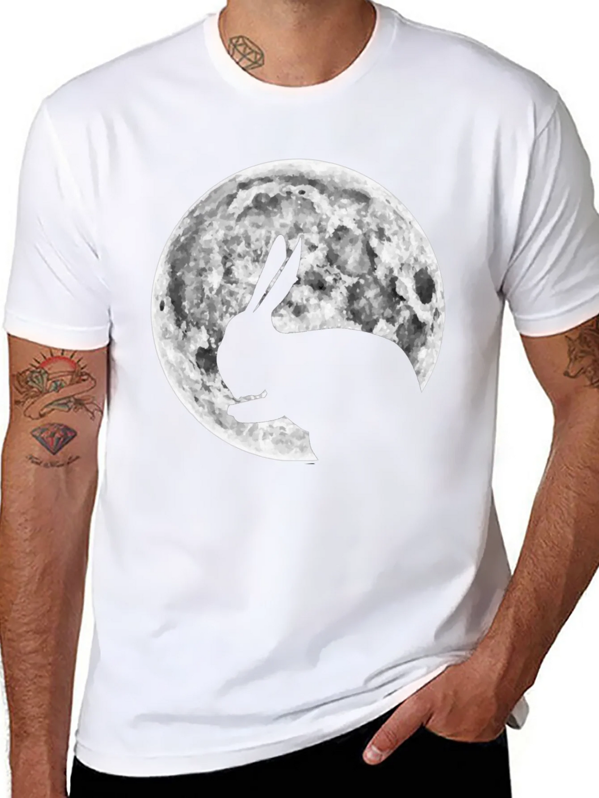 Rabbit Moon Graphic Tee - Black Cotton Blend product image 10