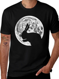 Rabbit Moon Graphic Tee - Black Cotton Blend product image 1