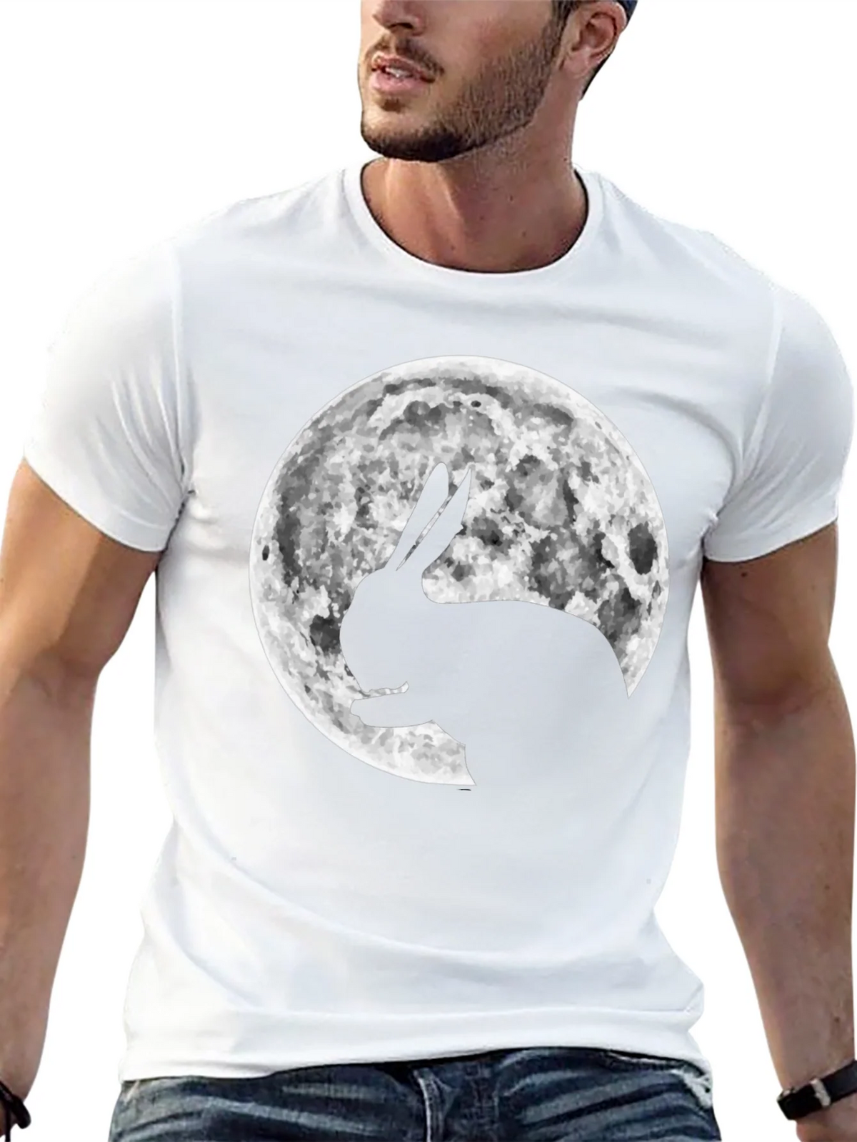 Rabbit Moon Graphic Tee - Black Cotton Blend product image 4