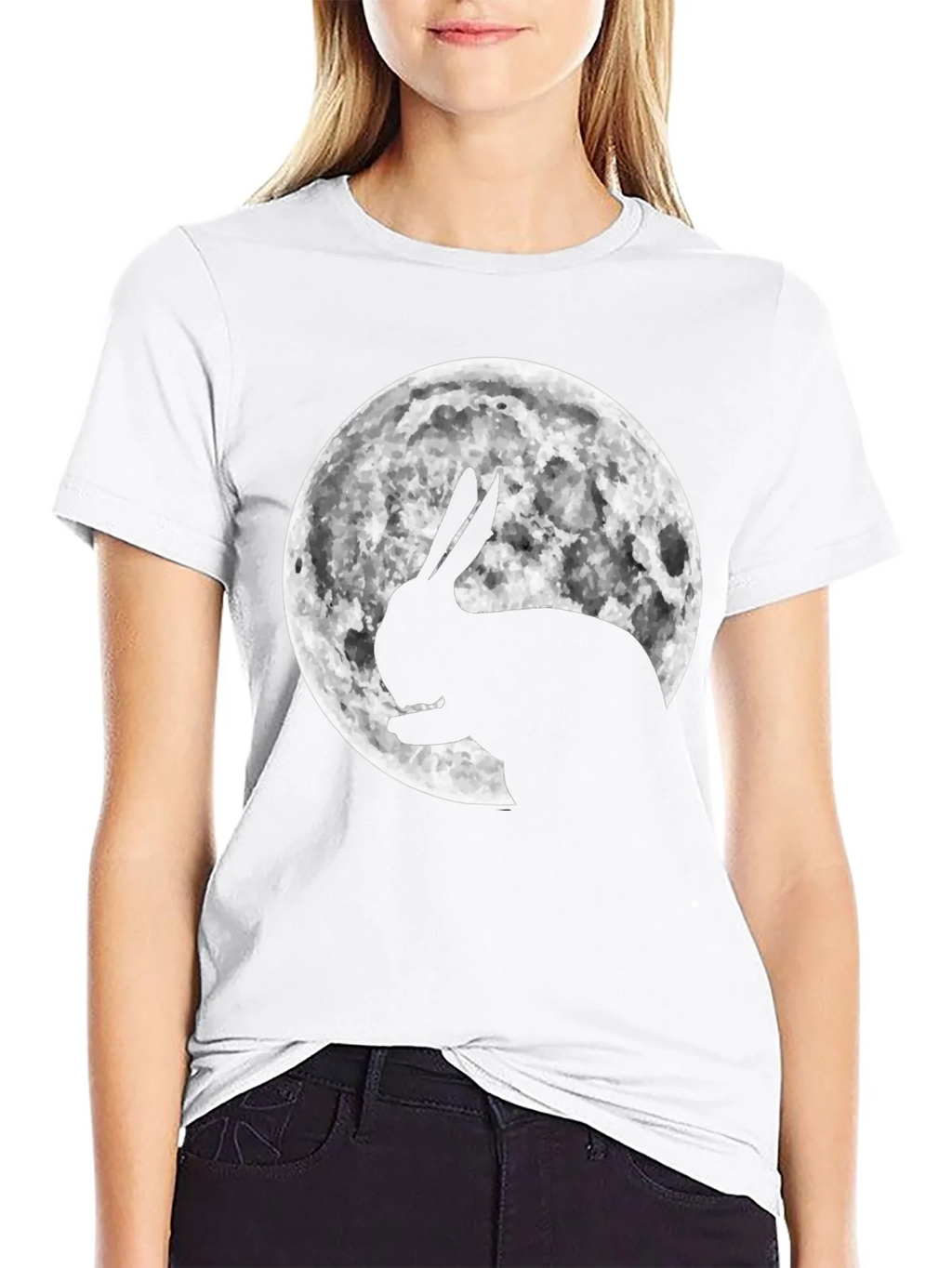 Rabbit Moon Graphic Tee - Black Cotton Blend product image 11