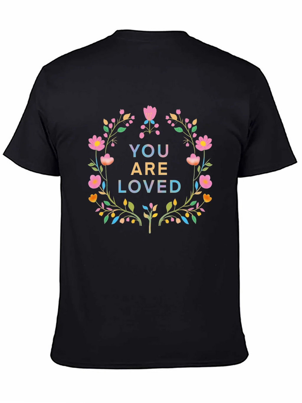 Floral You Are Loved Graphic Tee - Soft Black Cotton product image 7