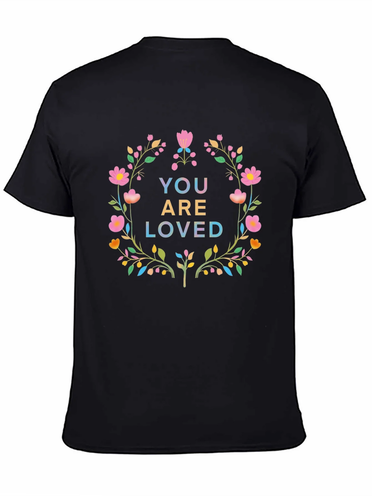 Floral You Are Loved Graphic Tee - Soft Black Cotton product image 7