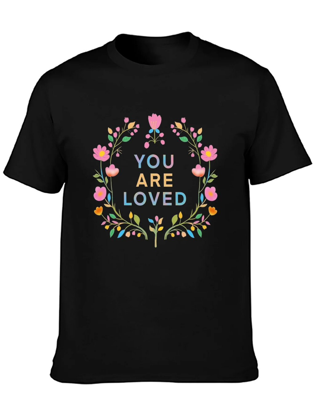 Floral You Are Loved Graphic Tee - Soft Black Cotton product image 6