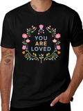Floral You Are Loved Graphic Tee - Soft Black Cotton product image 1
