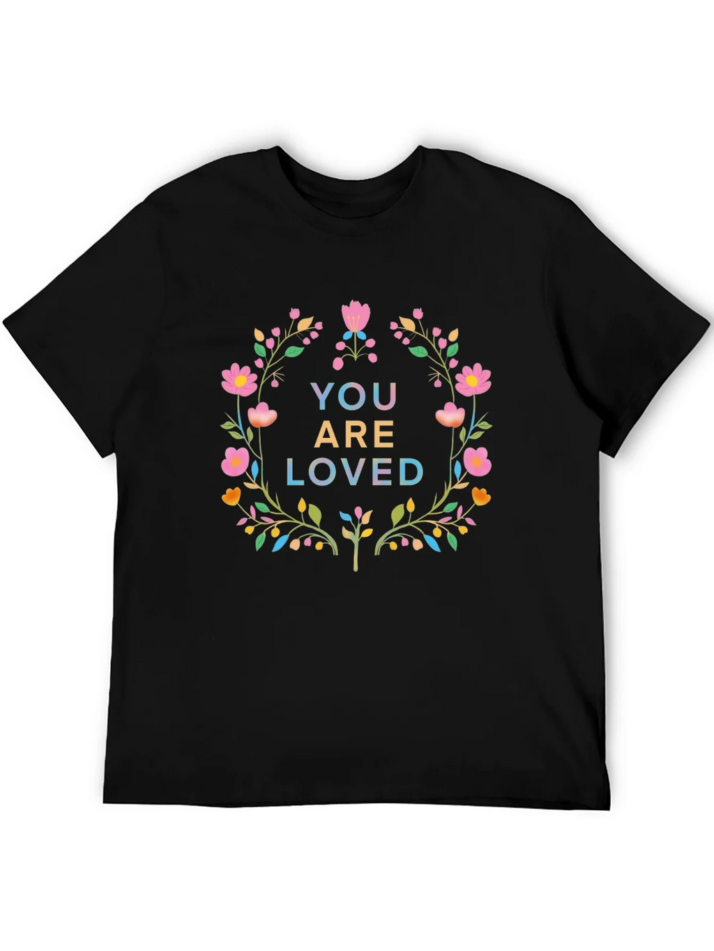 Floral You Are Loved Graphic Tee - Soft Black Cotton product image 8