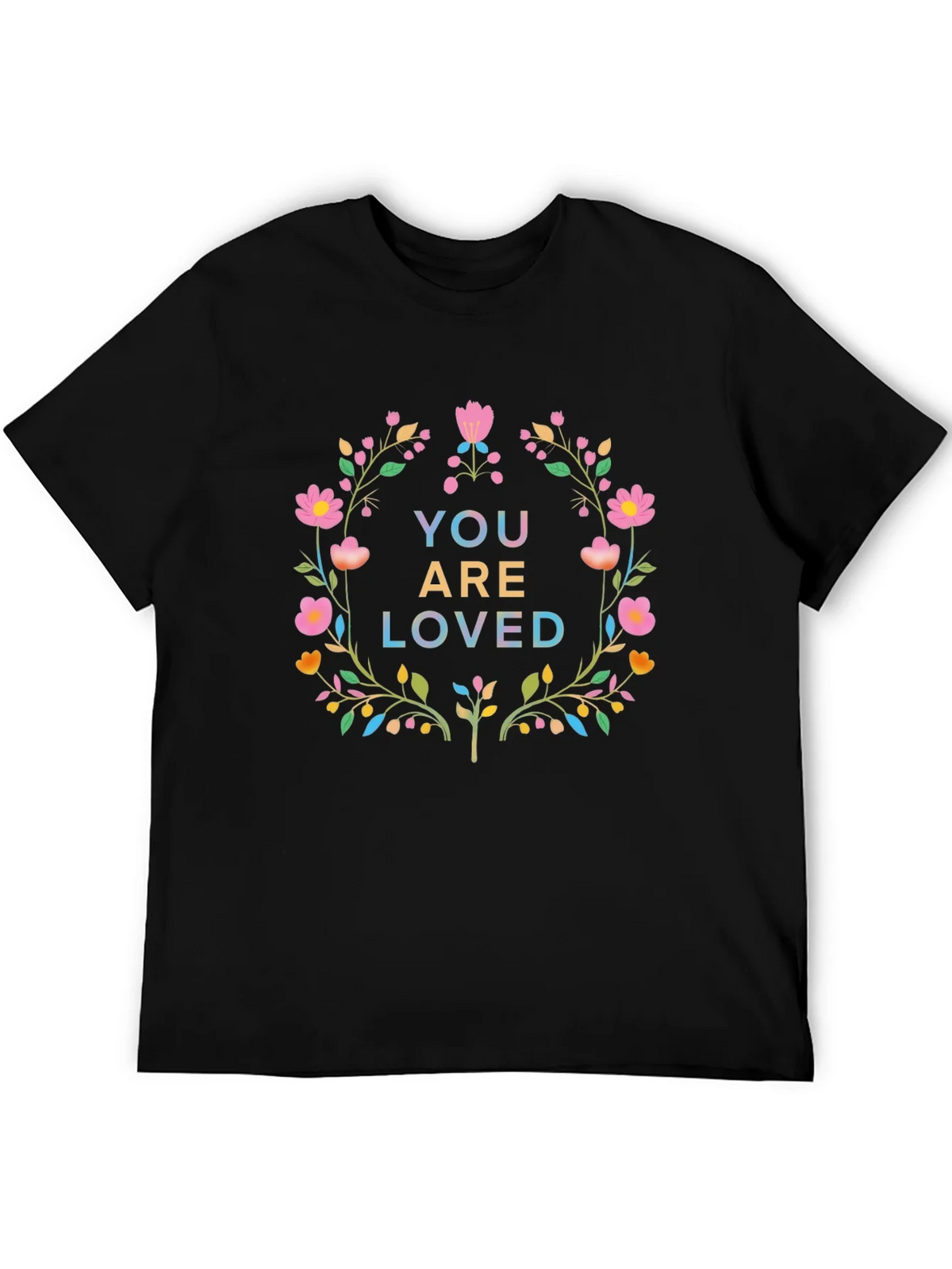 Floral You Are Loved Graphic Tee - Soft Black Cotton product image 8