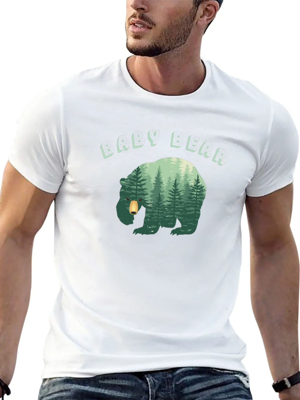 Baby Bear Forest Graphic Black T-Shirt product image 3