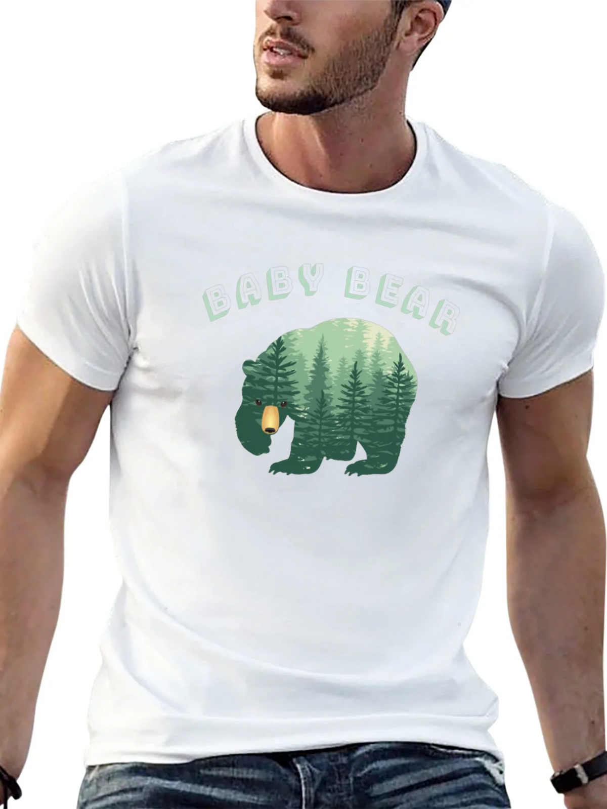 Baby Bear Forest Graphic Black T-Shirt product image 3
