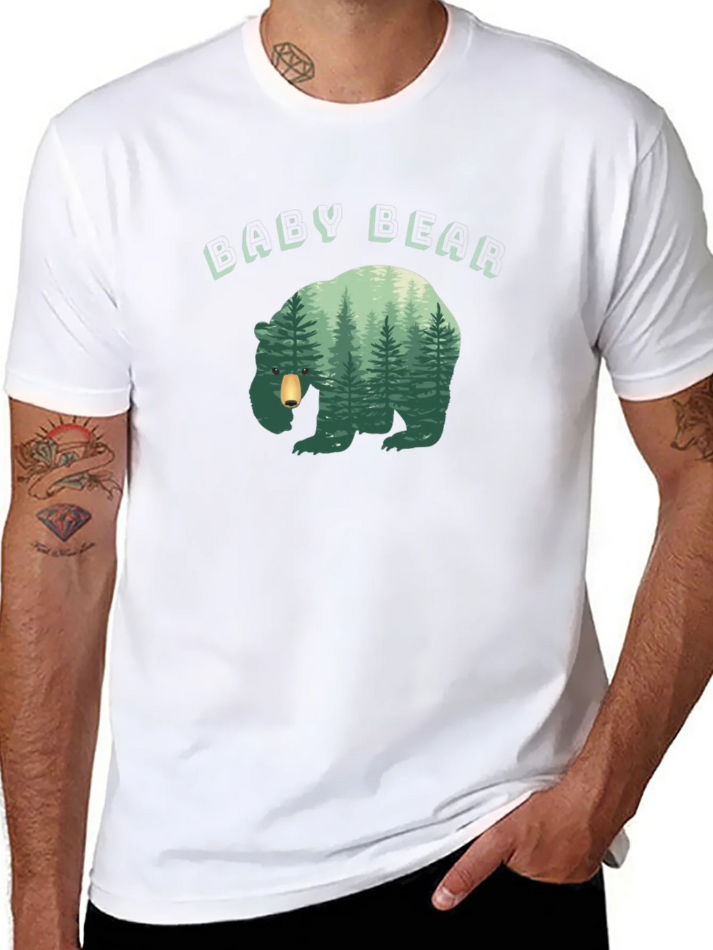 Baby Bear Forest Graphic Black T-Shirt product image 9