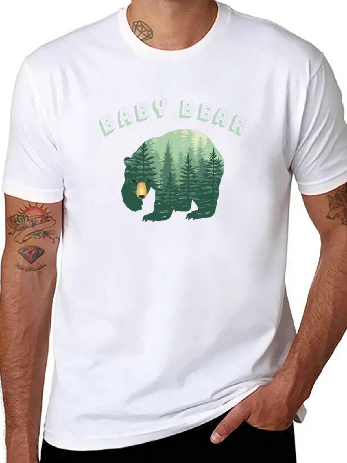 Baby Bear Forest Graphic Black T-Shirt product image 9