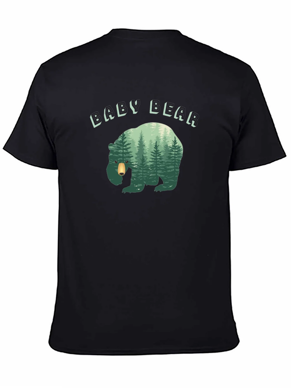 Baby Bear Forest Graphic Black T-Shirt product image 6