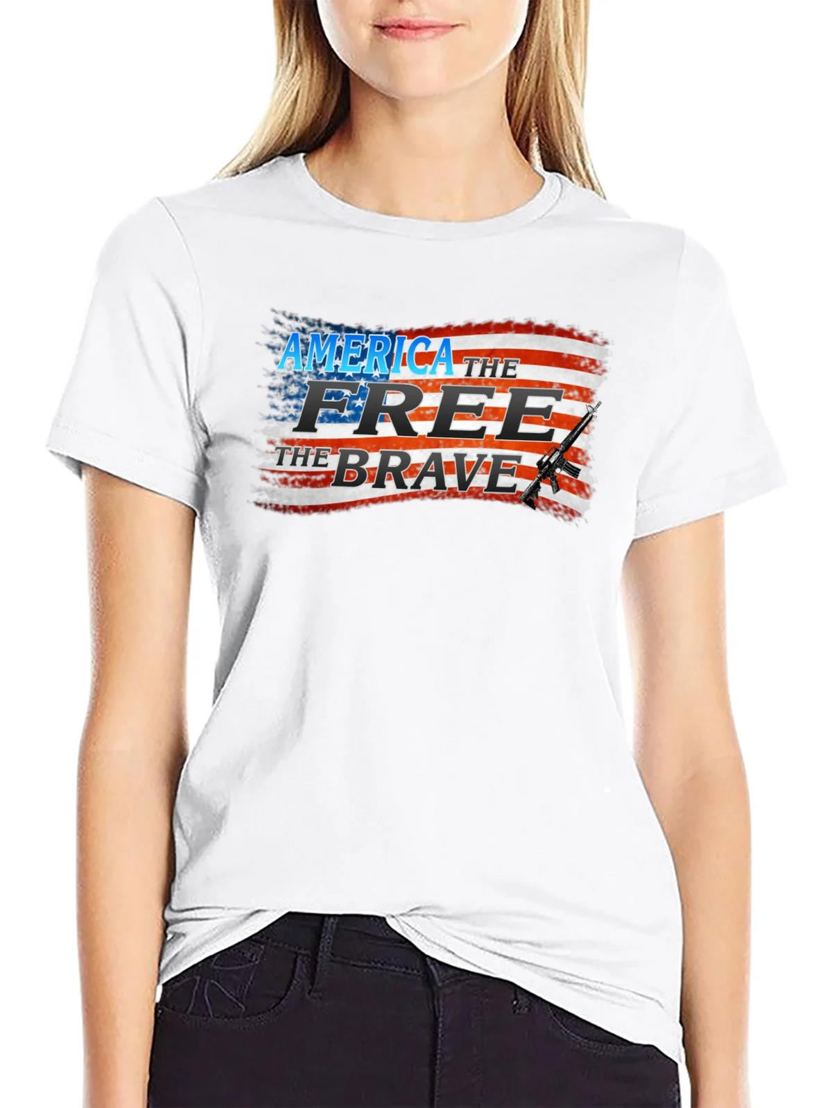America Free Brave Patriotic T-Shirt product image 11