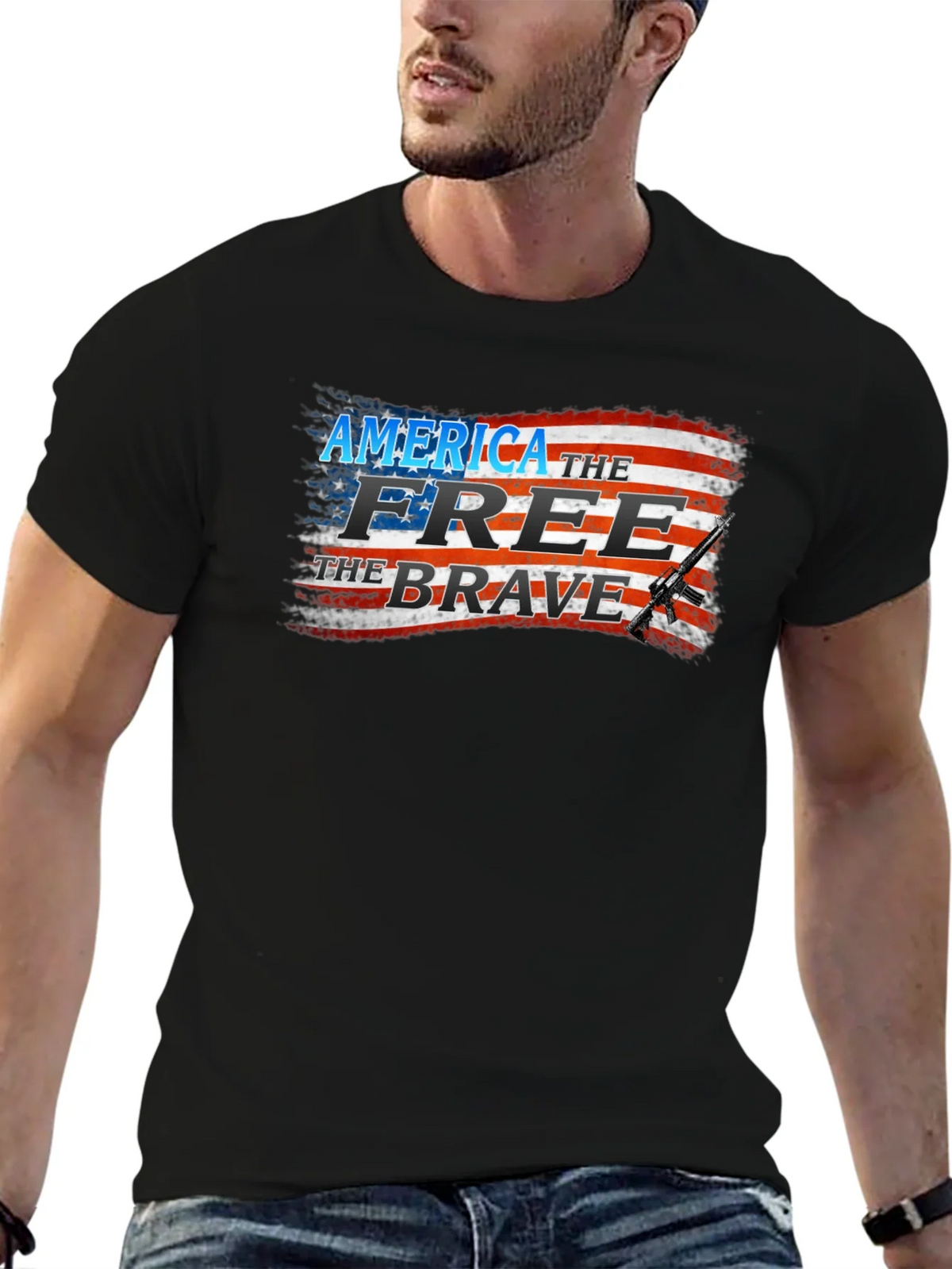 America Free Brave Patriotic T-Shirt product image 9