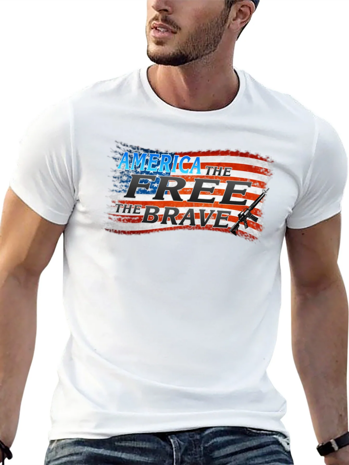 America Free Brave Patriotic T-Shirt product image 4