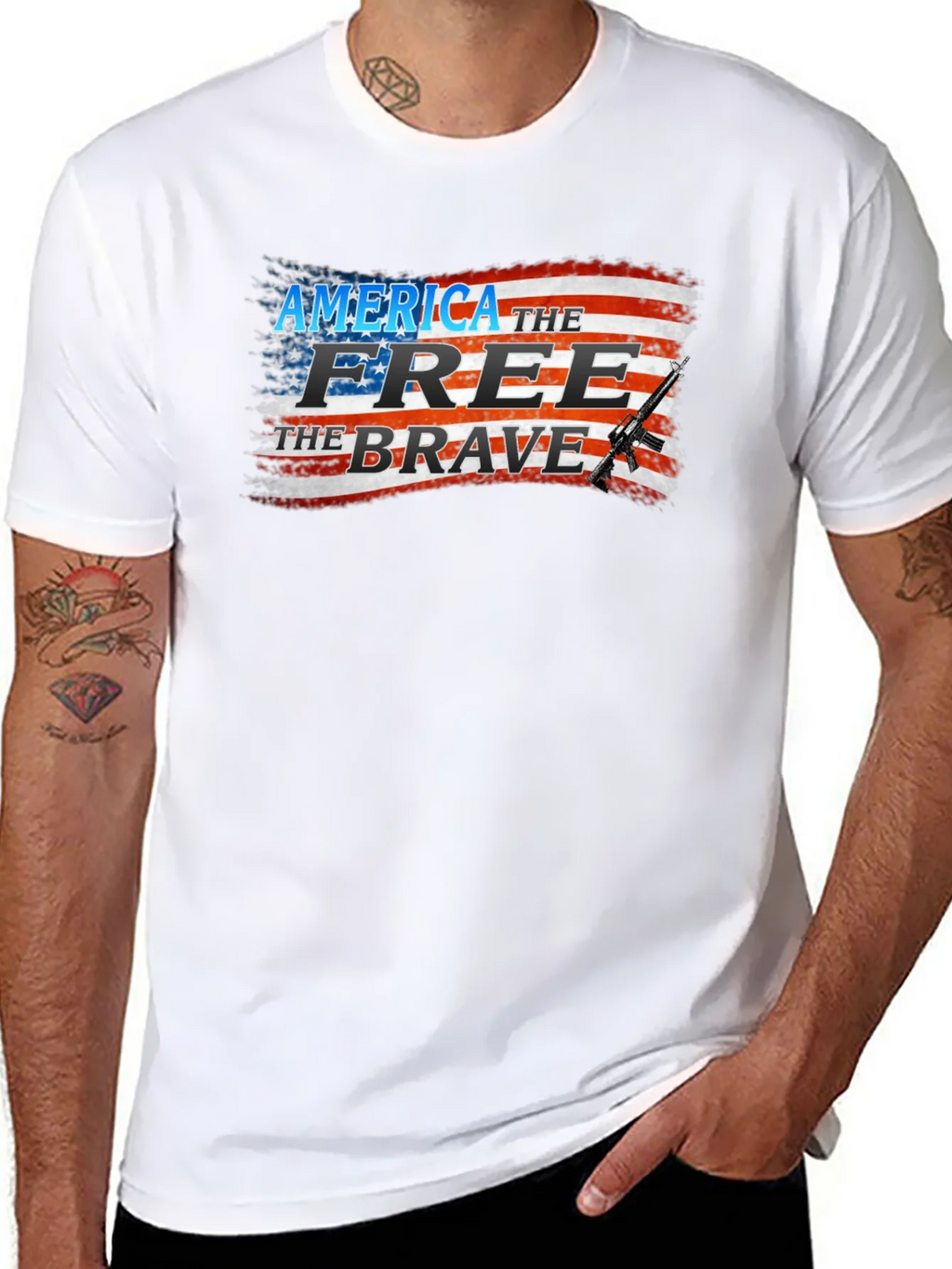 America Free Brave Patriotic T-Shirt product image 10