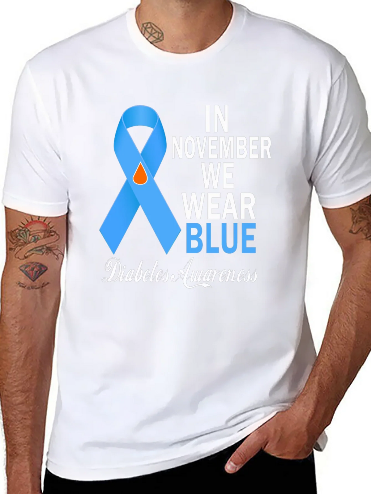 Diabetes Awareness Blue Ribbon T-Shirt product image 10