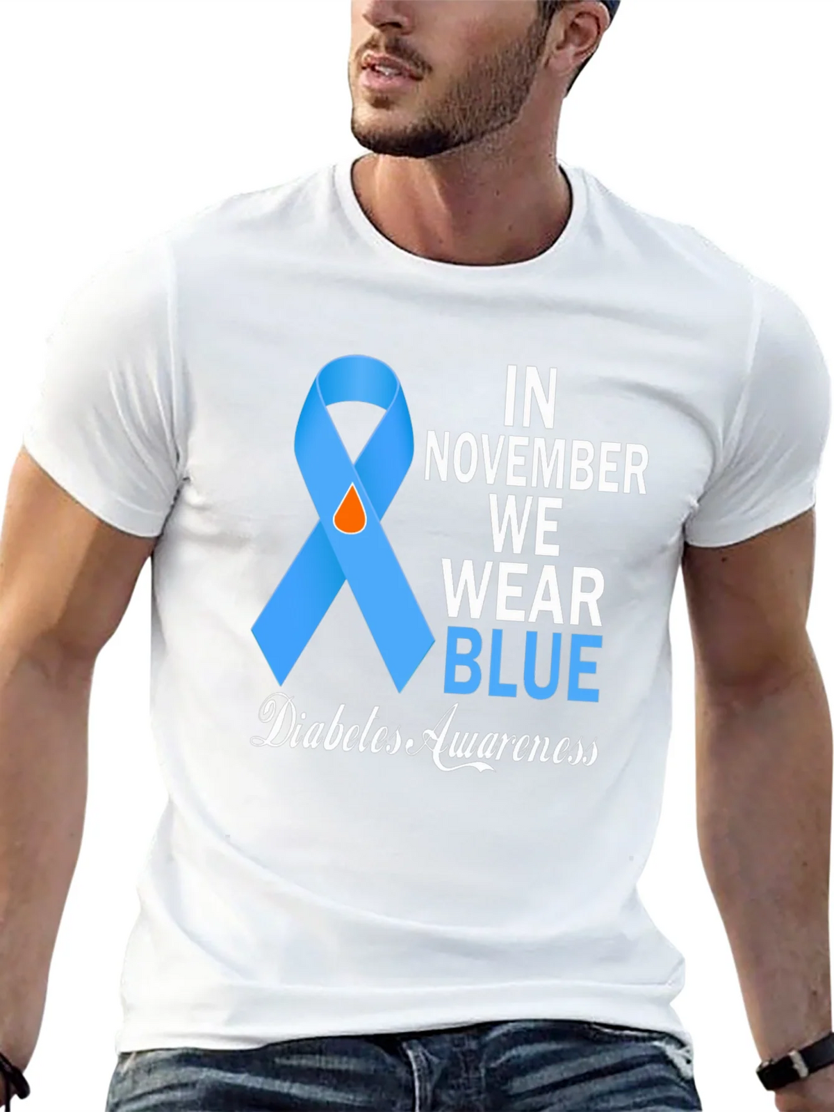 Diabetes Awareness Blue Ribbon T-Shirt product image 4