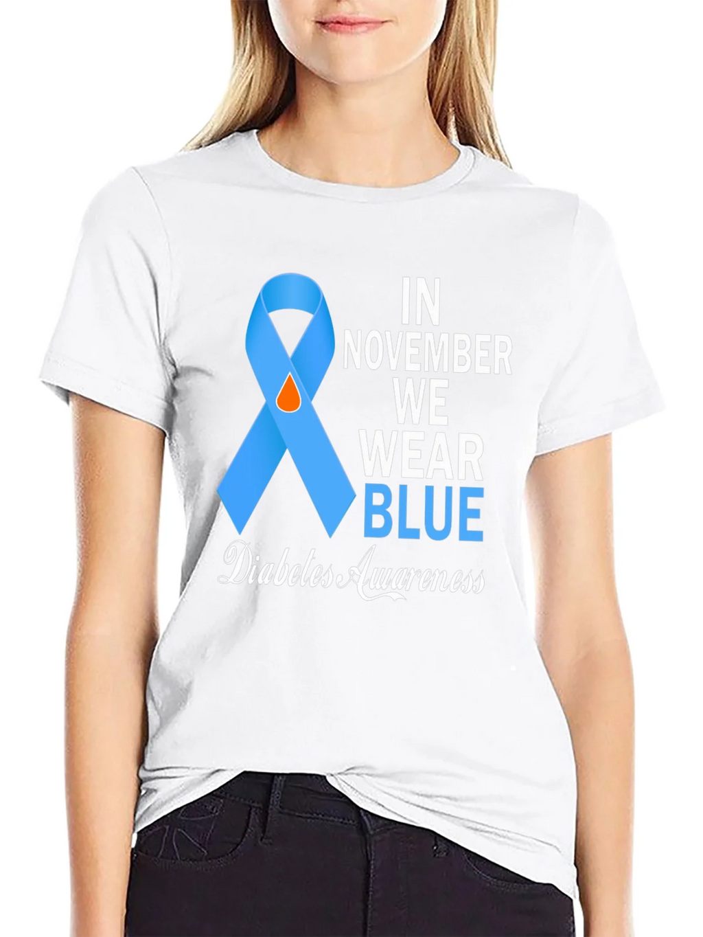 Diabetes Awareness Blue Ribbon T-Shirt product image 11