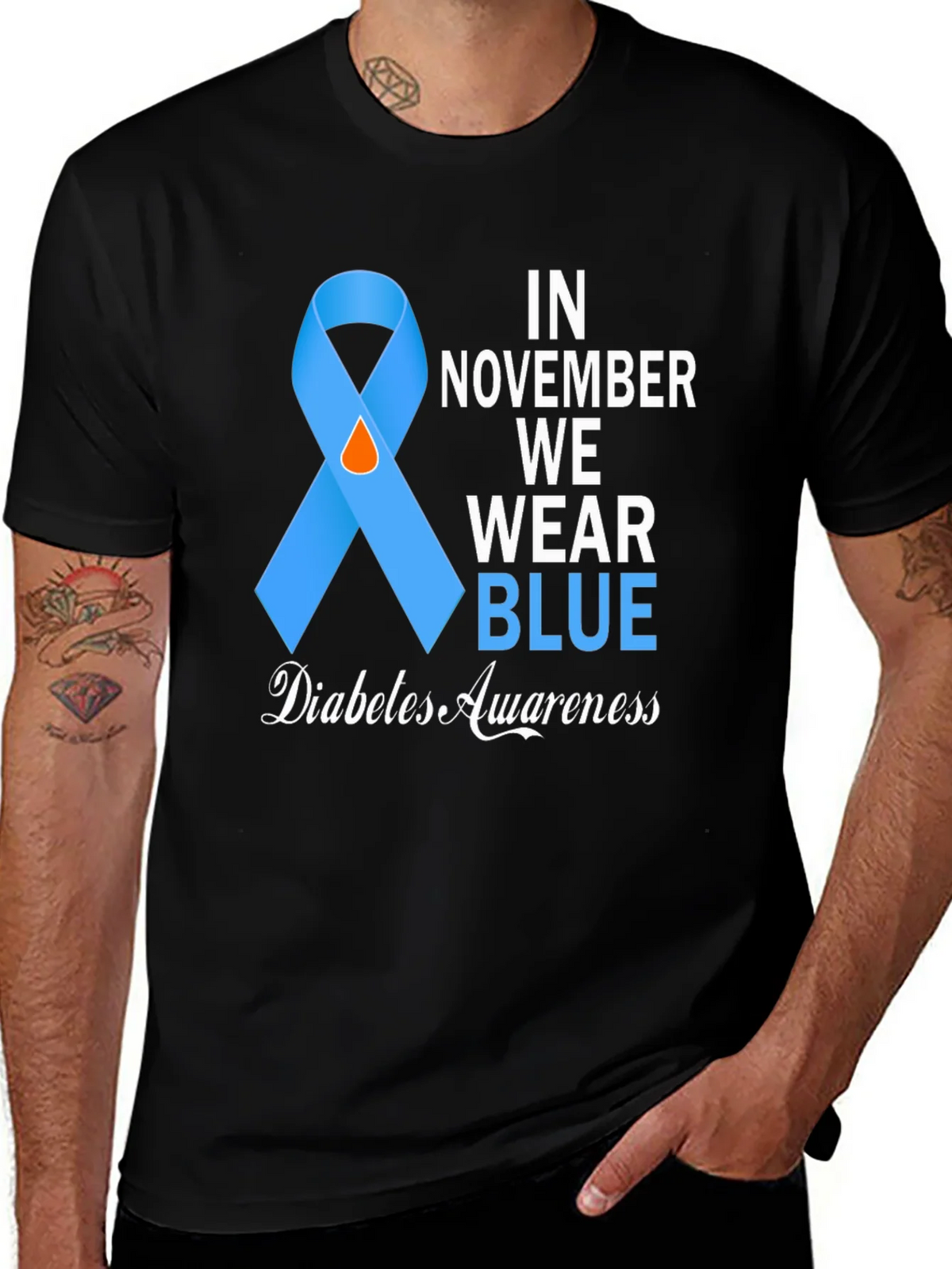 Diabetes Awareness Blue Ribbon T-Shirt product image 1