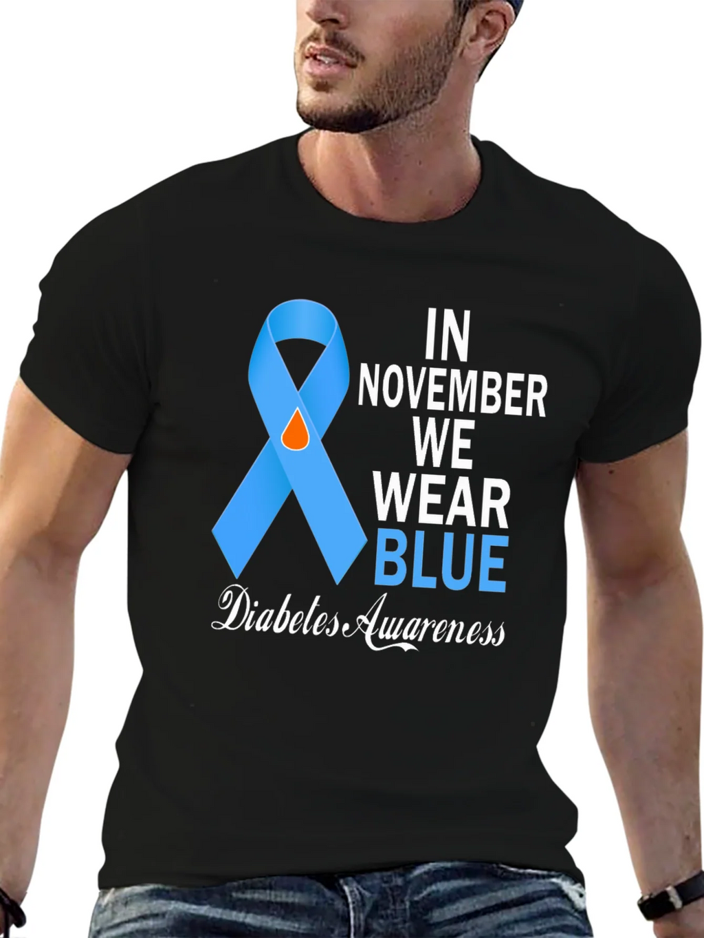 Diabetes Awareness Blue Ribbon T-Shirt product image 9