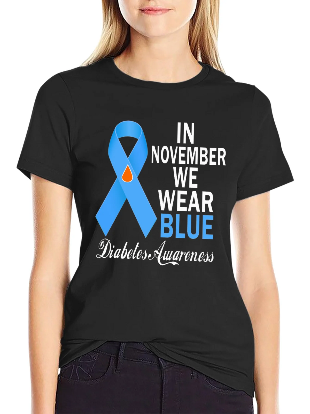 Diabetes Awareness Blue Ribbon T-Shirt product image 5