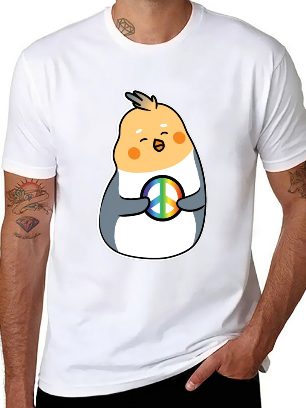 Cockatiel Peace Sign Graphic Tee - Black Cotton Blend product image 10